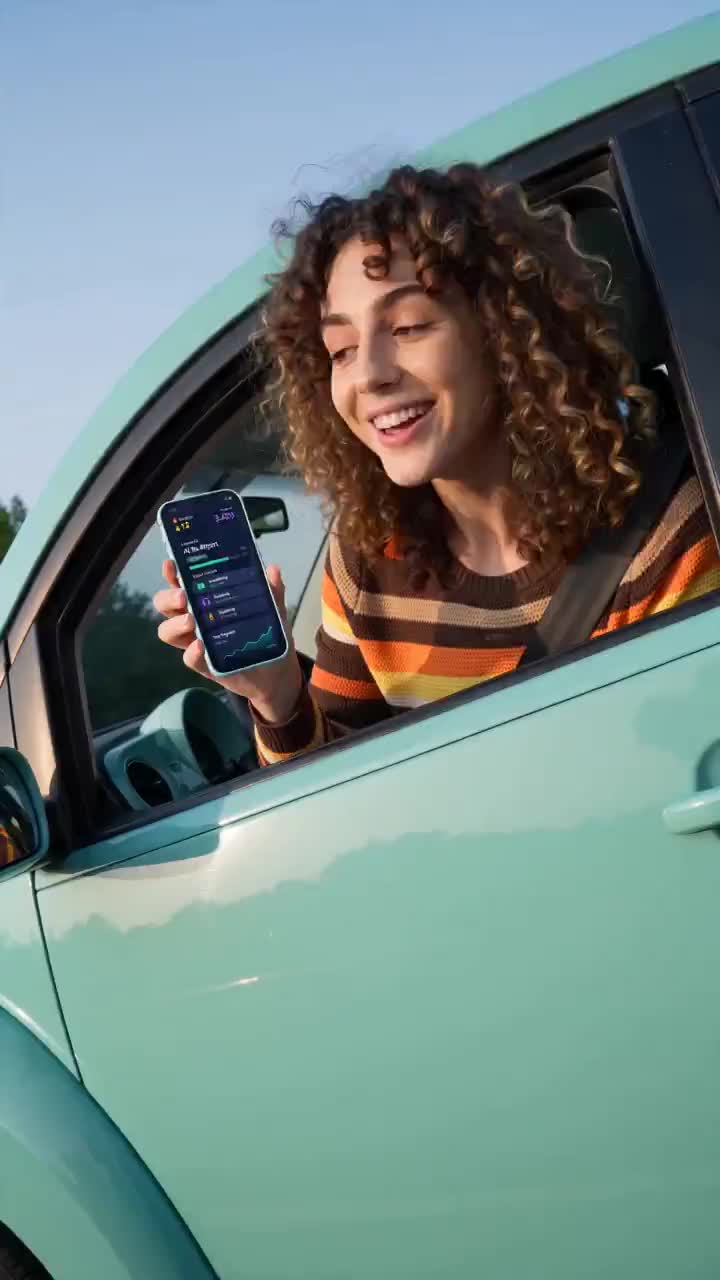 Playful Car Window Ride under Blue Sky