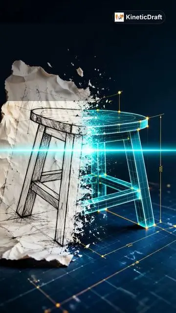 KineticDraft A designer scribbles a messy, caffeine-fueled napkin sketch, which 'KineticDraft' instantly sweeps up and renders into a flawless, fully-interactive 3D CAD blueprint: Scribble your spark. Draft the reality.